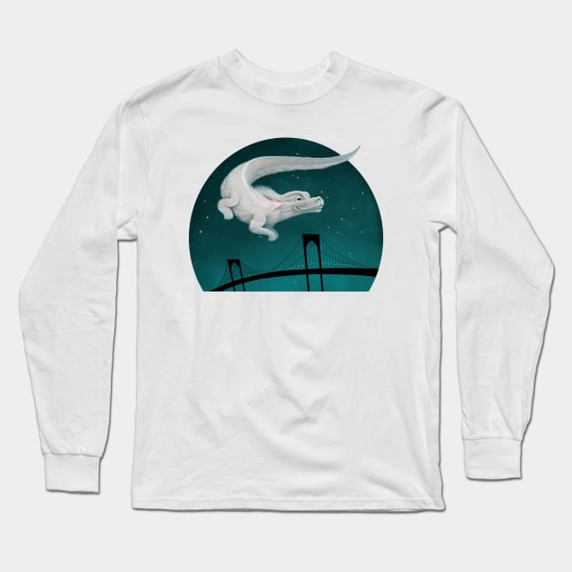 Luck Dragon Spotted Over Harbor Long Sleeve T-Shirt by Alayna Paquette